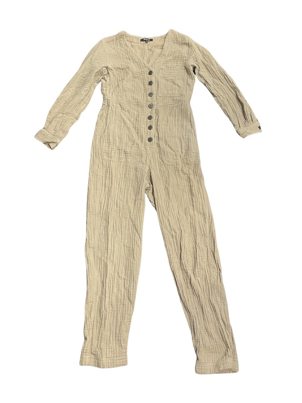 Madewell Double Gauze Lightspun Stitched Pocket Coverall Button Front Jumpsuit